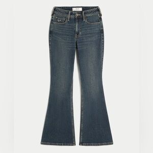 Hollister High-Rise Dark Wash Embroidered Florals Flare Jeans